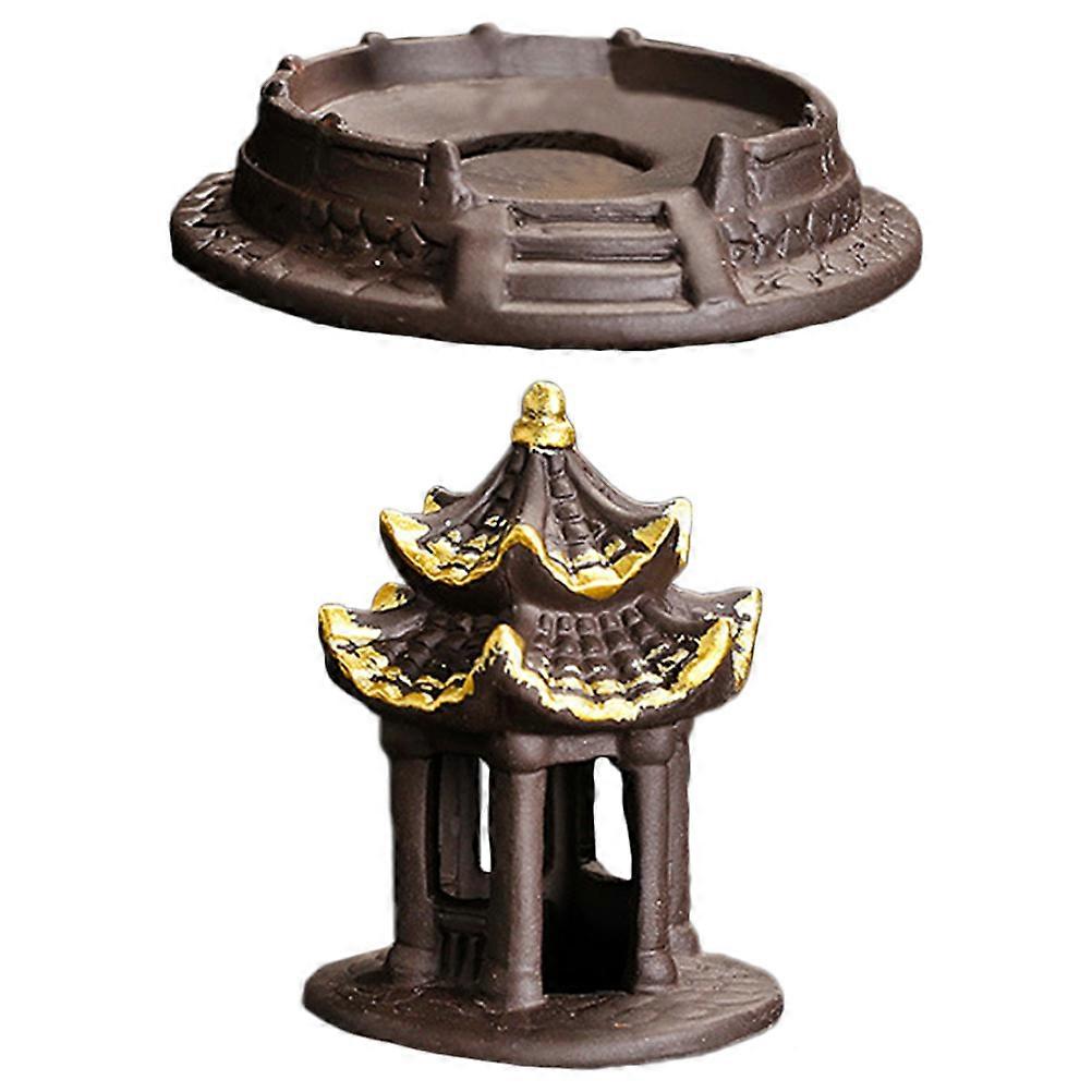 Backflow Incense Burner Pavilion Clay Censer for 2Pcs Aromatherapy