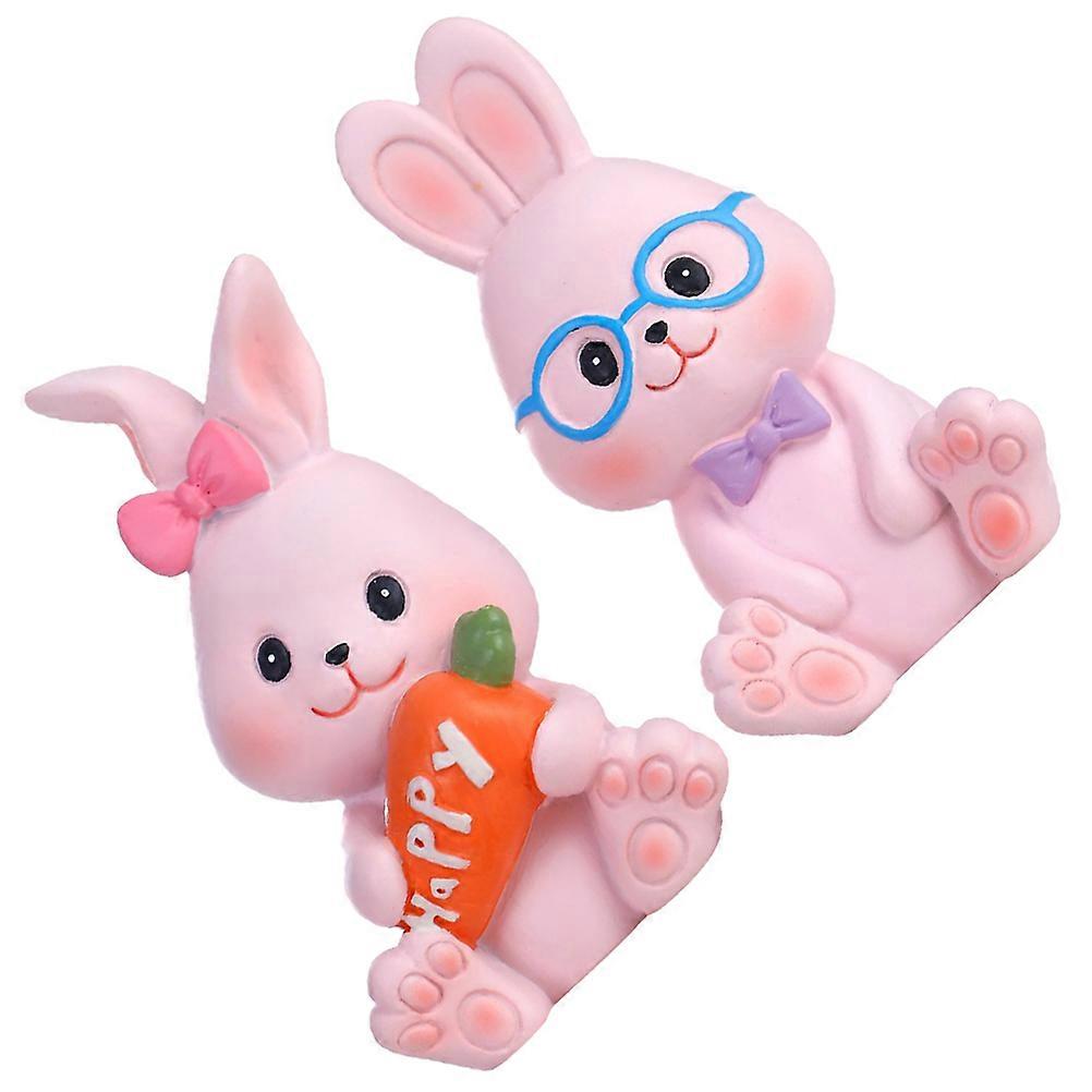 Miniature Rabbit Model for Cake Decoration 8Pcs Resin Fake Bunny Figurines