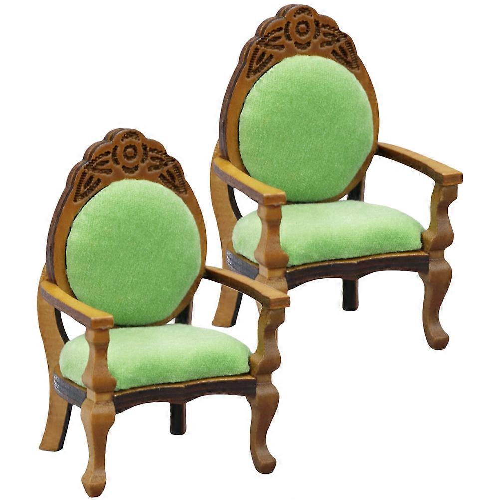 Miniature Sofa Armchair Model For Mini House Decoration In Retro Chestnut Color With Light Weight Design 2Pcs