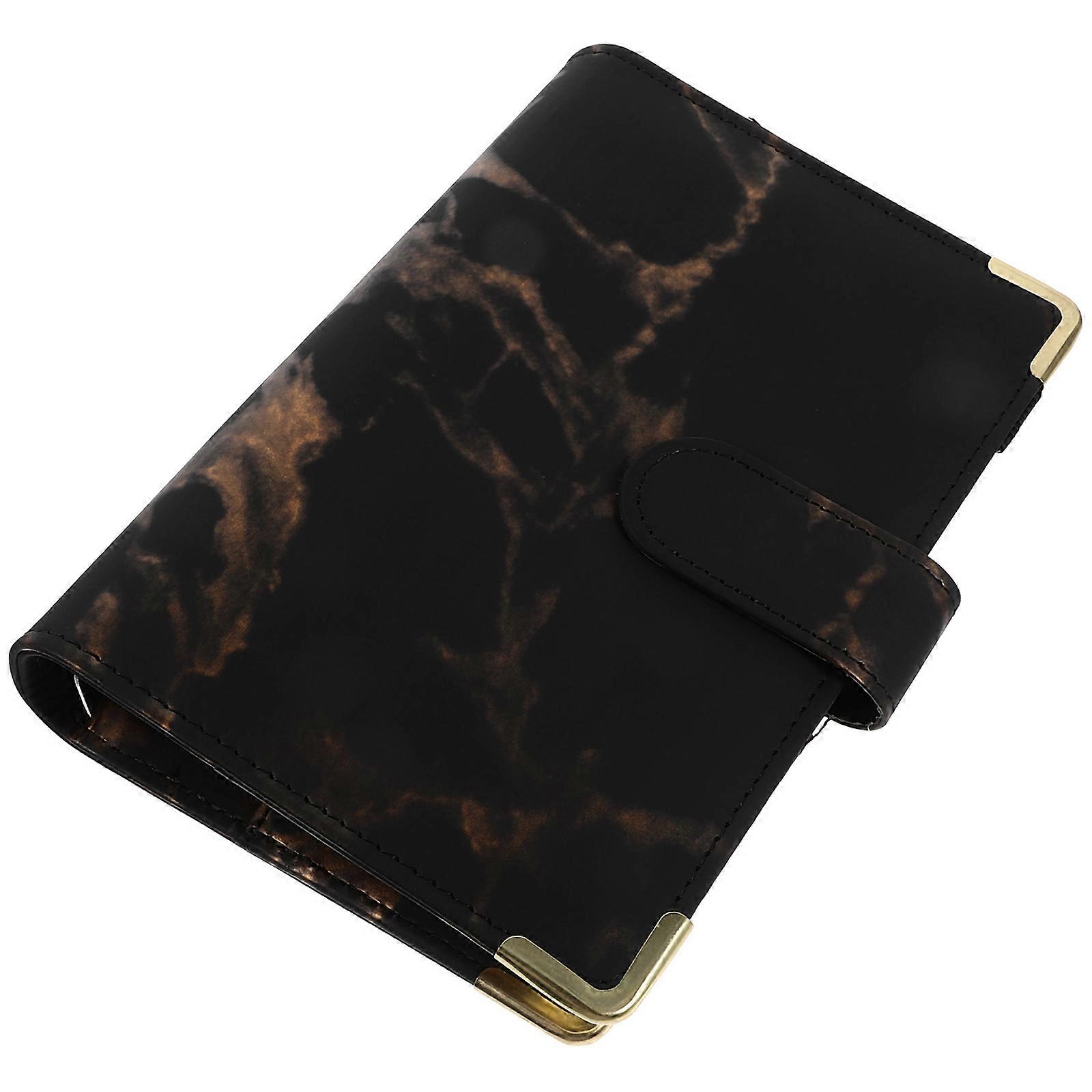 Notebook Binder Cover Black PU for Protective Use 6-Ring Binder Cover