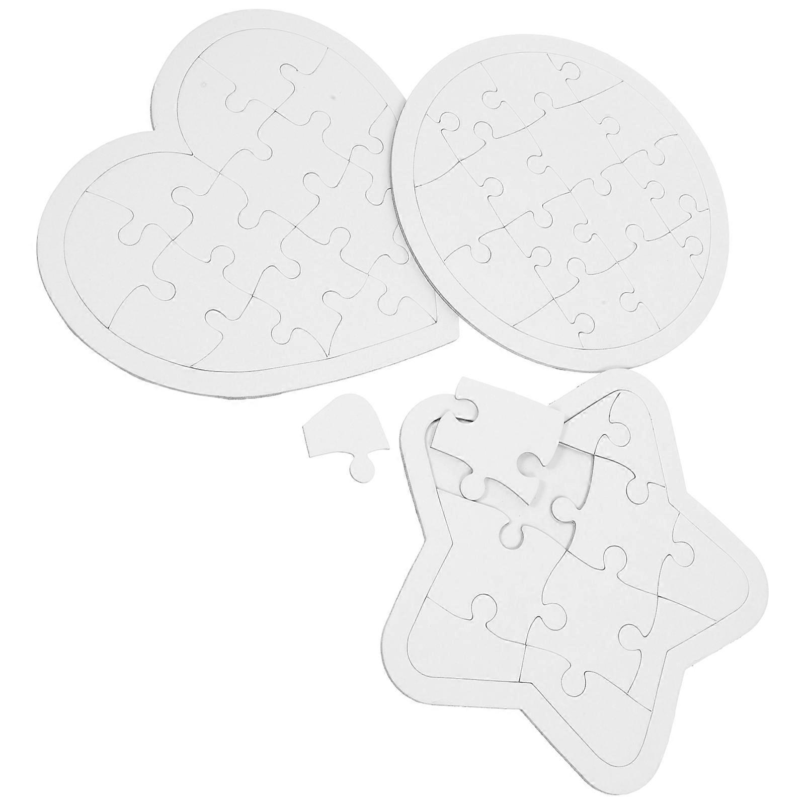 White Paper Blank Drawing Puzzle for Kid 6Pcs DIY Cartoon Puzzle Toy