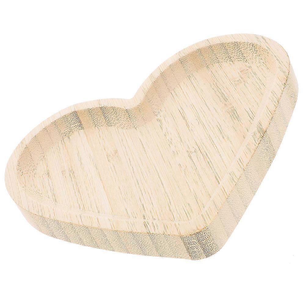4Pcs Multi-Function Heart Shaped Snack Plate Khaki Wooden Decorative Tray For Tea Time And Home Decor