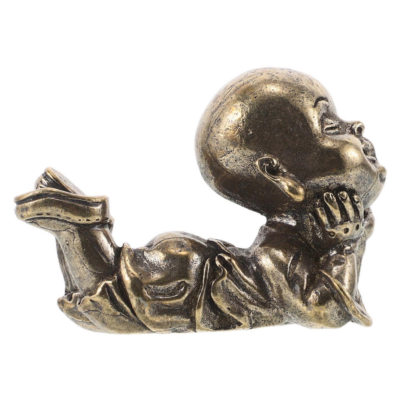 4Pcs Brass Monk Statue for Tabletop Decor Miniature Buddha Figurines