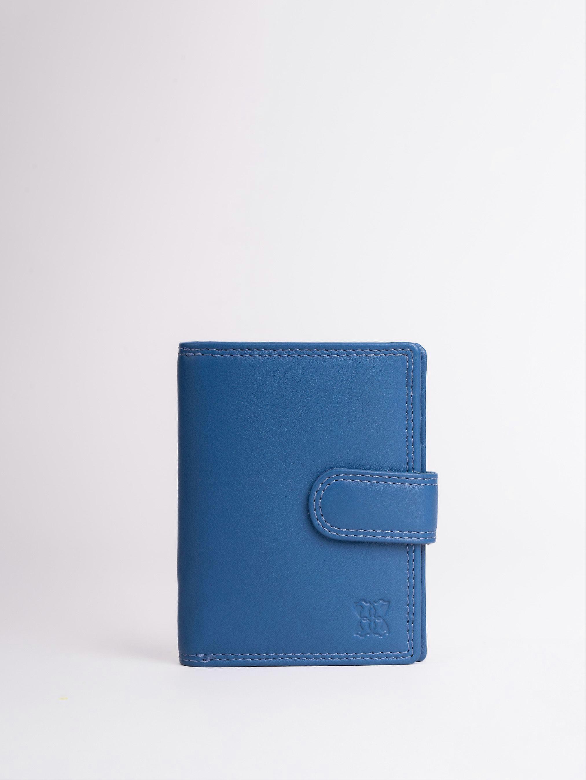 Small Leather Tab Purse in Blue