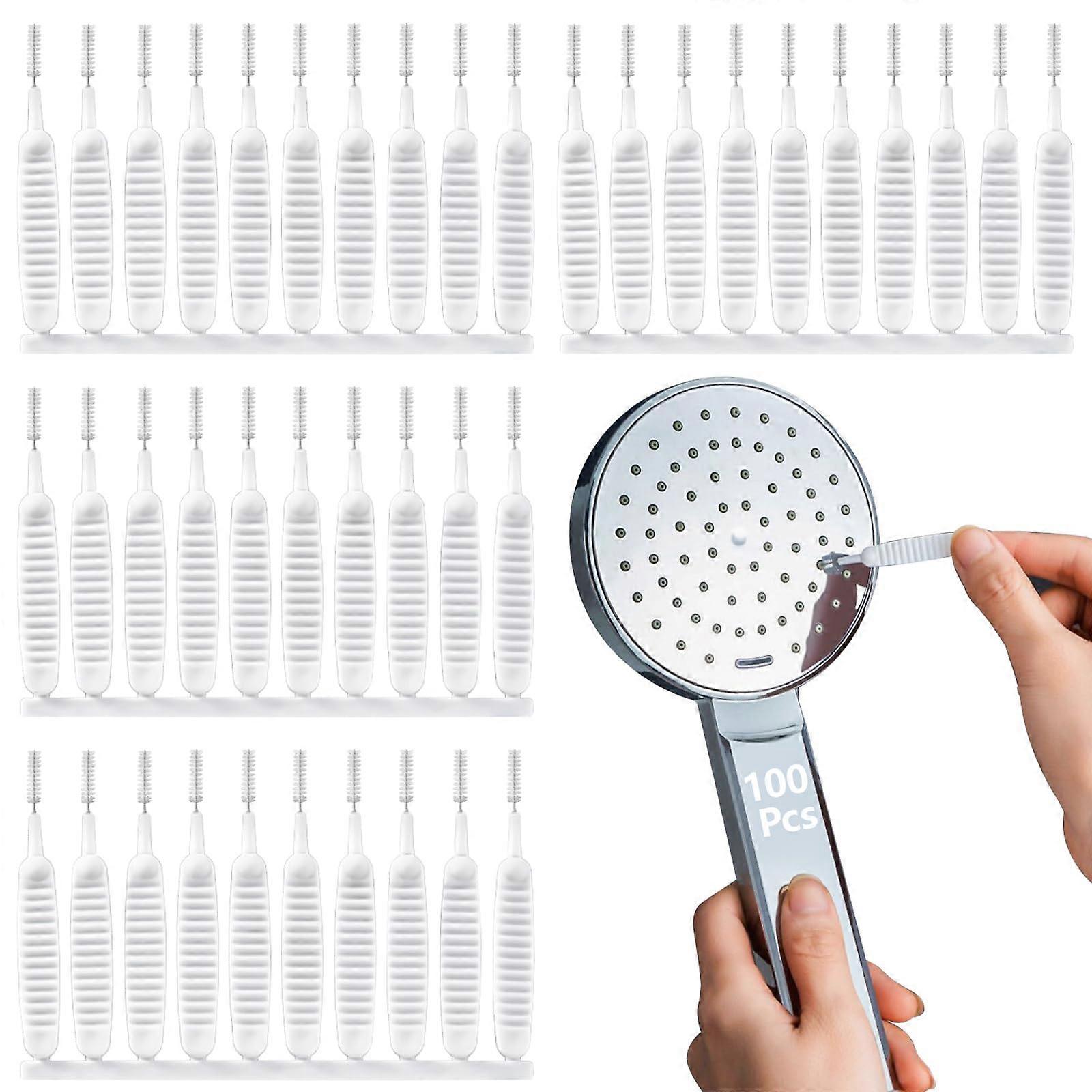 Mini Shower Head Cleaning Brush 100Piece Pack Multifunctional Nylon Pore Gap Cleaning Tool White AntiClogging