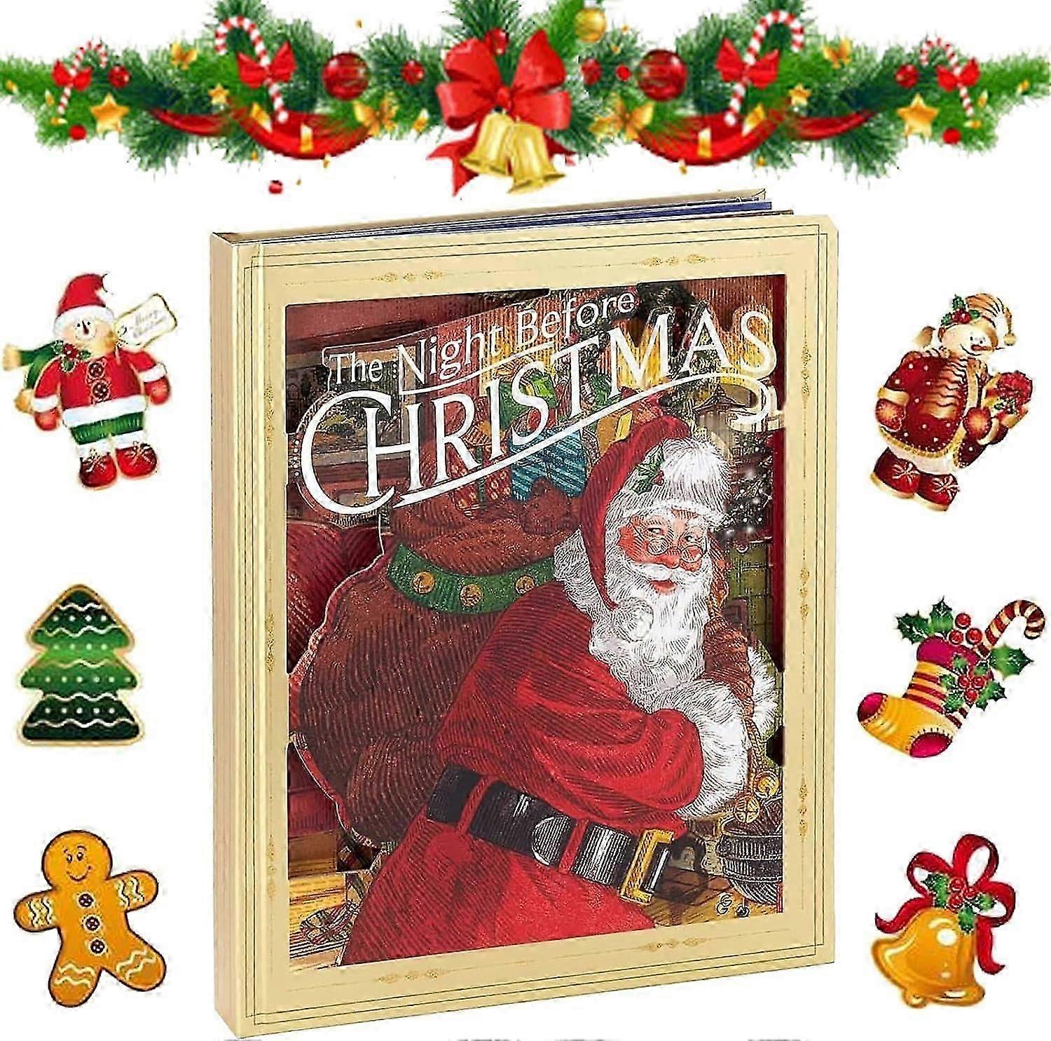 Christmas Pop-up Book With Light And Sound, Flashlight Santa Toy Set,Christmas Music Storybook Picture Books