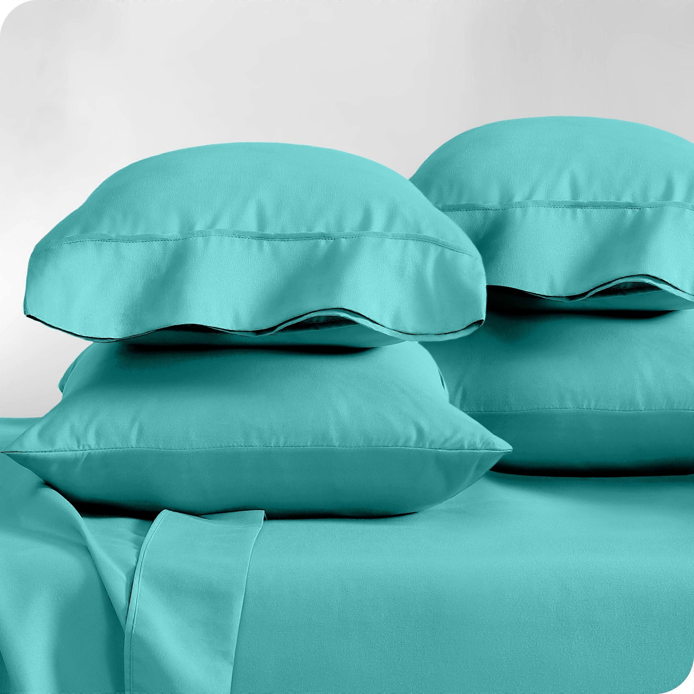 Bare Home Pillowcase Set - Premium 1800 Collection - Double Brushed - Ultra Soft - King Size, Turquoise, 4 Count