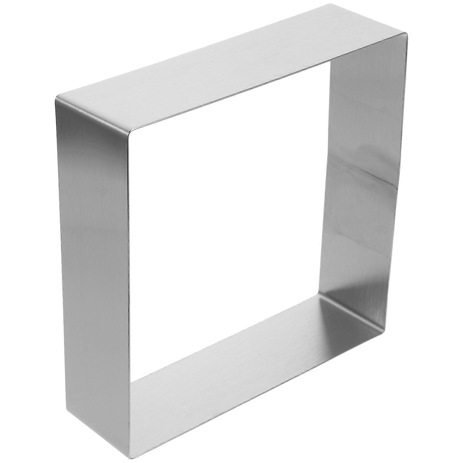 Square Mousse Mold Stainless Steel Cake Ring for Cutting Use 2Pcs Silver