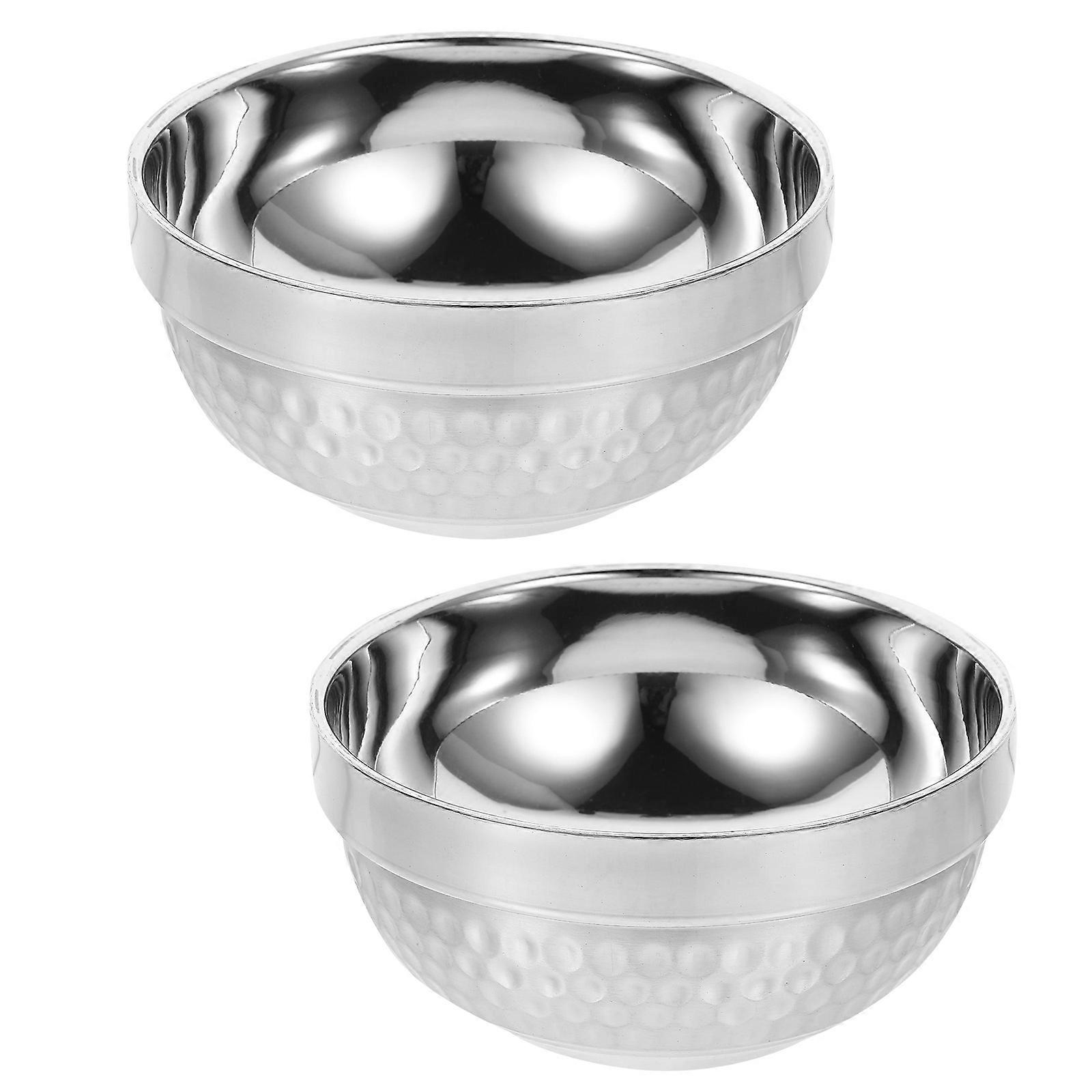 Silver Double Stainless Steel Bowl for Soup Use 6Pcs Salad Bowls