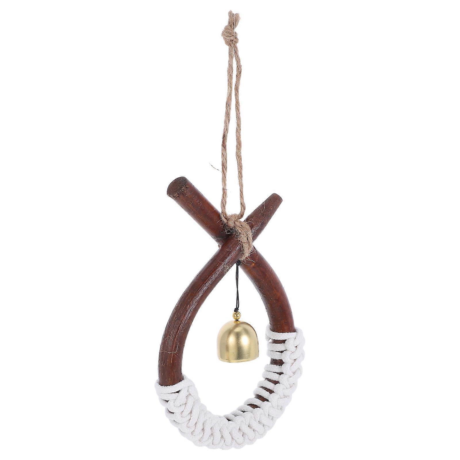 Doorbell Wind Chime Wooden Rustic Decorative Bell Function 2Pcs Set