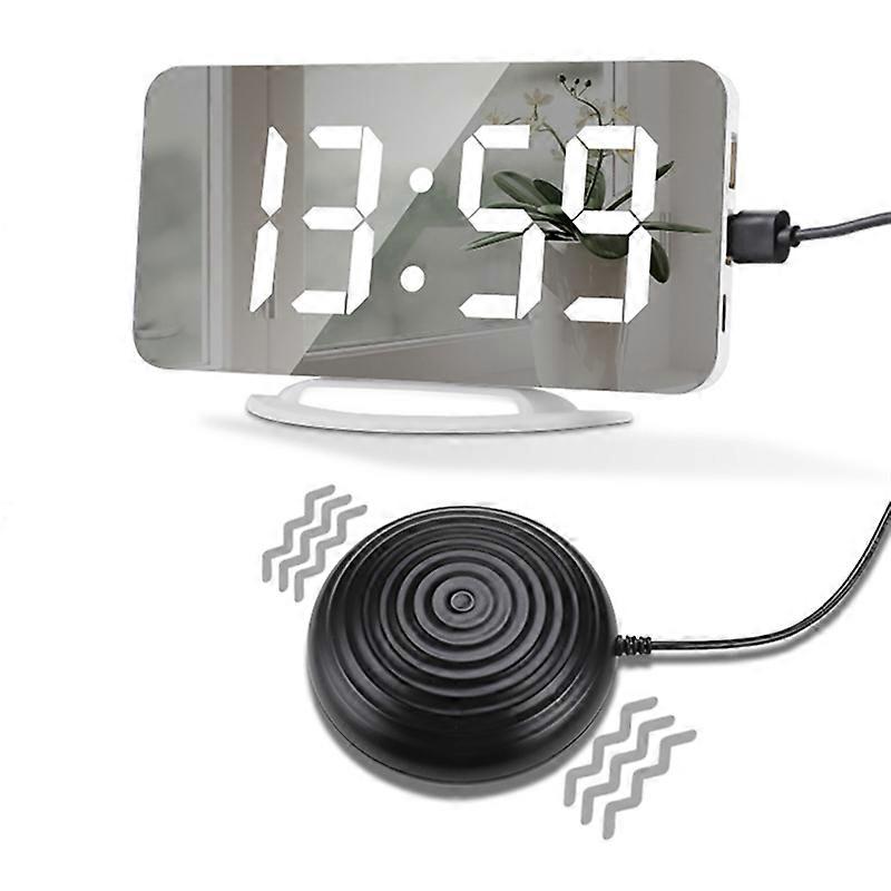 Led Vibration Alarm Clock Multifunctional Dual USB Charging Mute