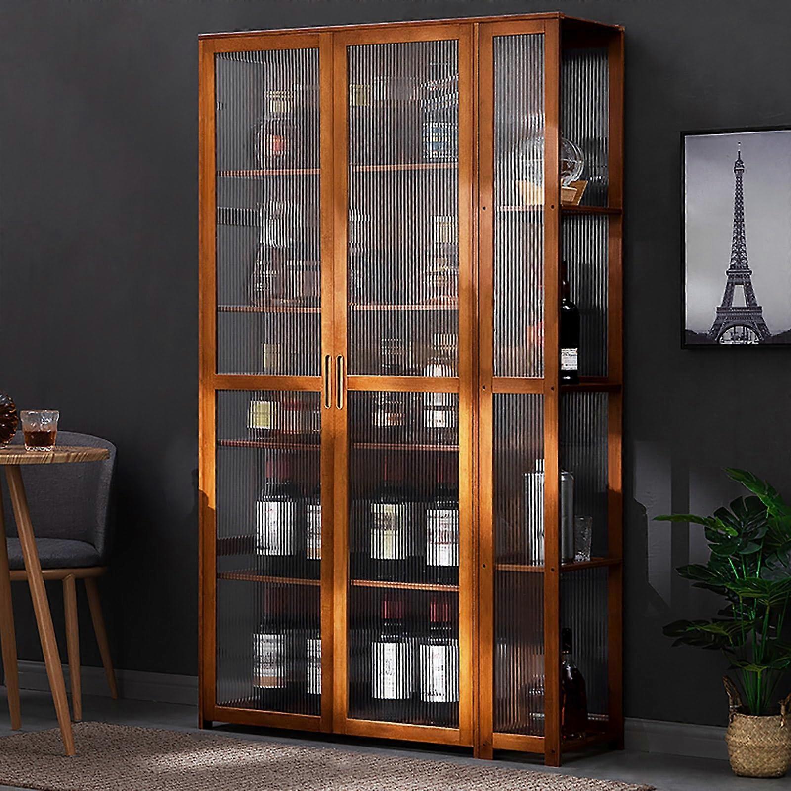 Bamboo Wine Bar Cabinet Freestanding Home Bar With Wine Racks Brown 210x32x171 cm And 102x32x171 cm
