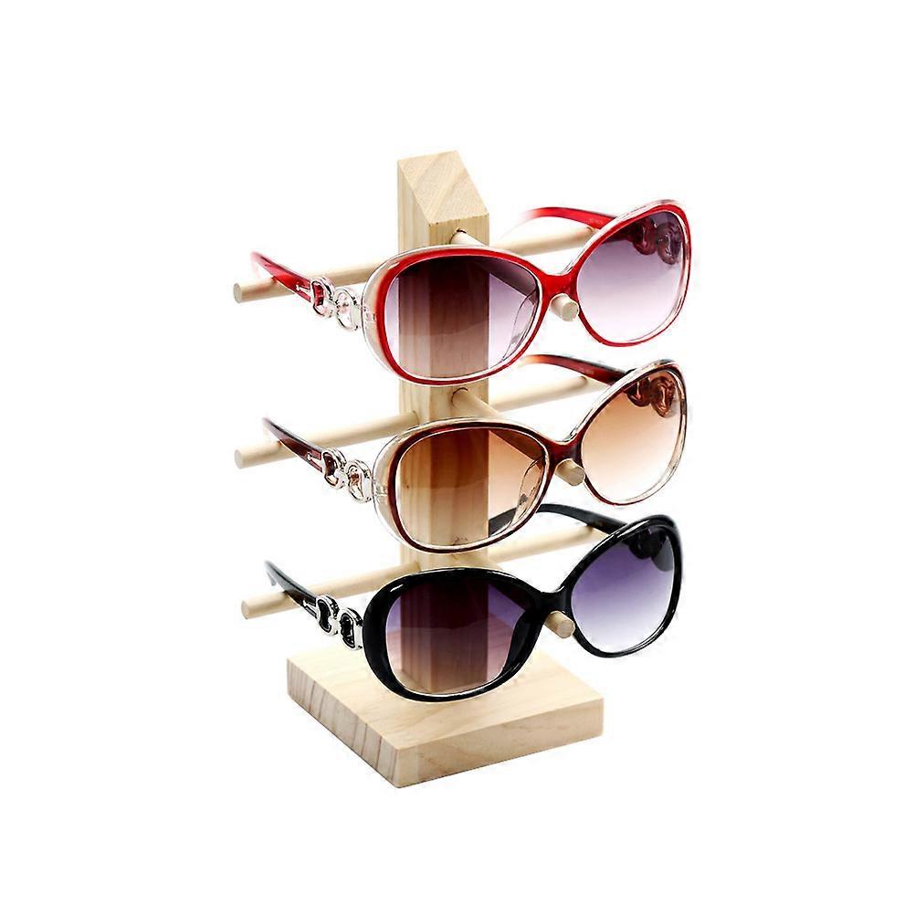 Wood Style Sunglasses Organizer 2Pcs Three-Layer Display Rack Ideal For Counter Display And Home Use In Khaki
