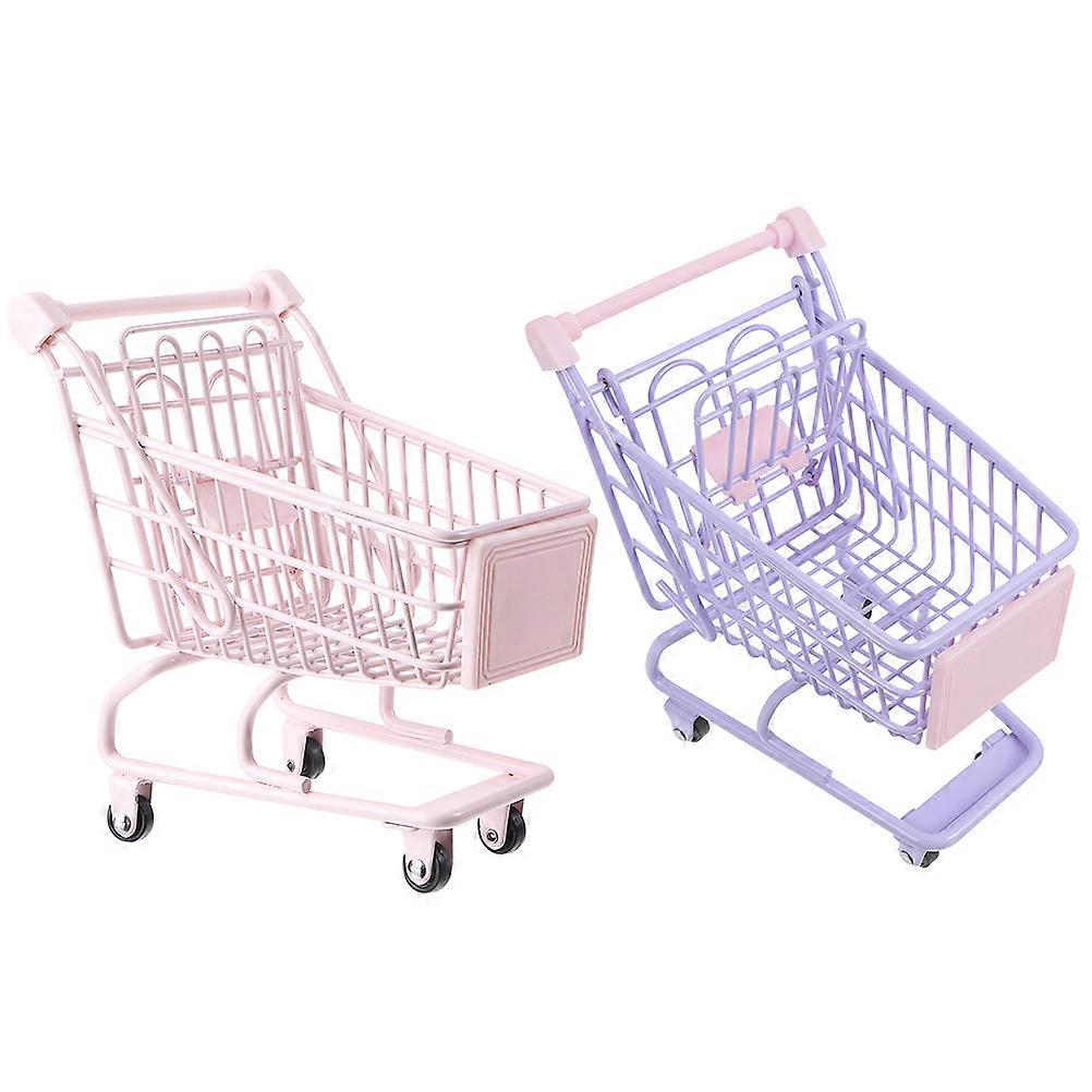 Small Shopping Cart Toy for Decoration 4Pcs Miniature Grocery Cart Model