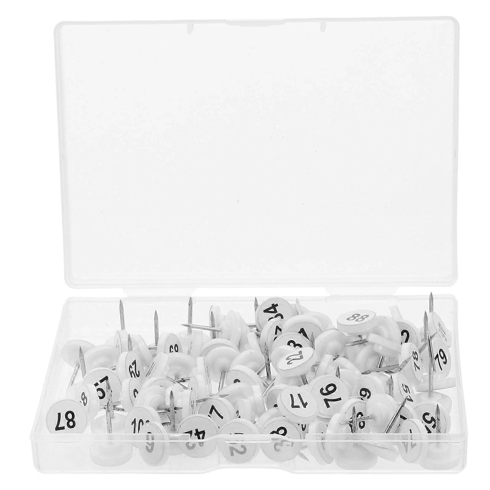 White Numbered Push Pins Round Flat Pushpin for Classroom 100Pcs
