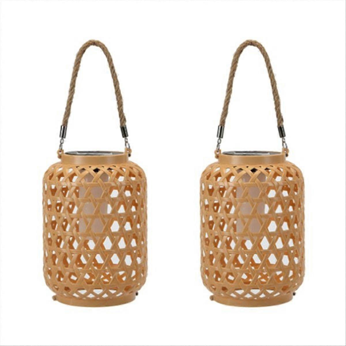 2Pcs Outdoor Solar Lantern with Handle Hanging Light