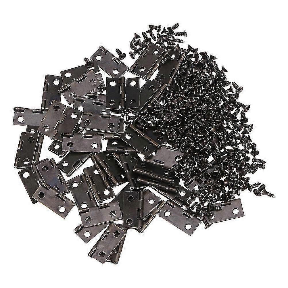100pcs Automatic Self Closing Spring Hinges Mini Metal Hinge with 400pcs Screws