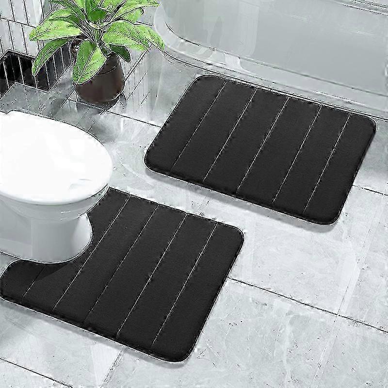 Memory Foam U-Shaped Contour Toilet Rugs, Non Slip Absorbent Toilet Mat miao7