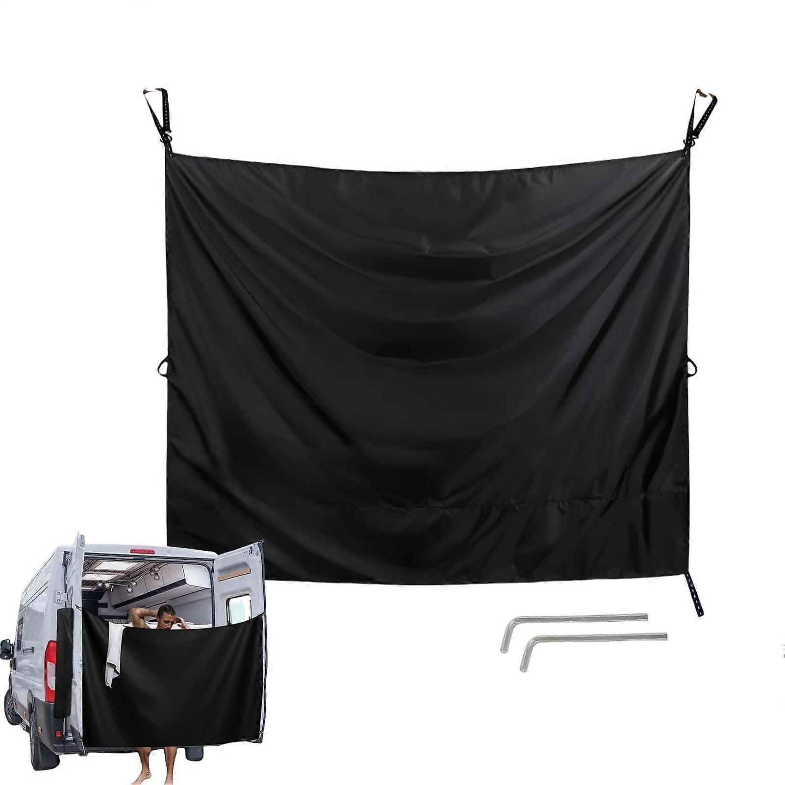 RV Rear Door Shower Curtains 70.87x90.55x0.39Inches, Adjustable Sunshade LightBlocking, Magnetic Hooks, Foldable For RV