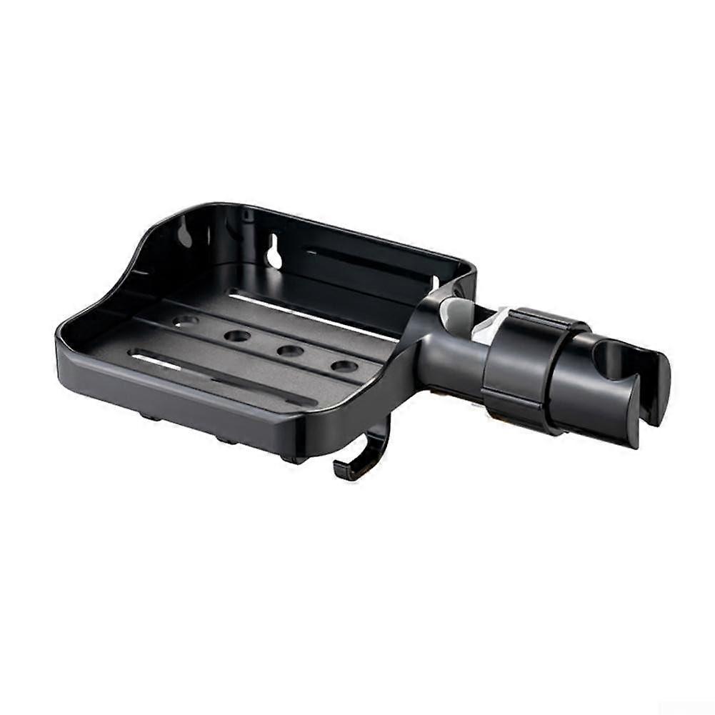 Flexible Height Bathroom Rack Adjustable Shower Organizer No Drill ABS Material Black Standard 1627mm