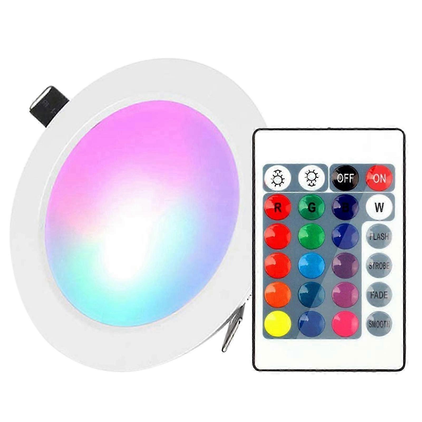 12W LEDs Recessed Lighting Downlight with IR Remote Control 16 Color & 4 Flashing Modes Dimmable RGBW Color Changing Floodlight Ceiling Light
