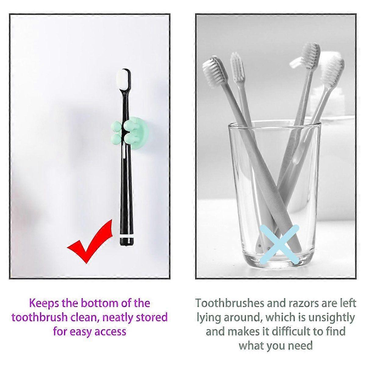4Pcs Silicone Toothbrush Holders - Multi-Function Self Adhesive Wall Mounted Hooks for Hanging Ke B