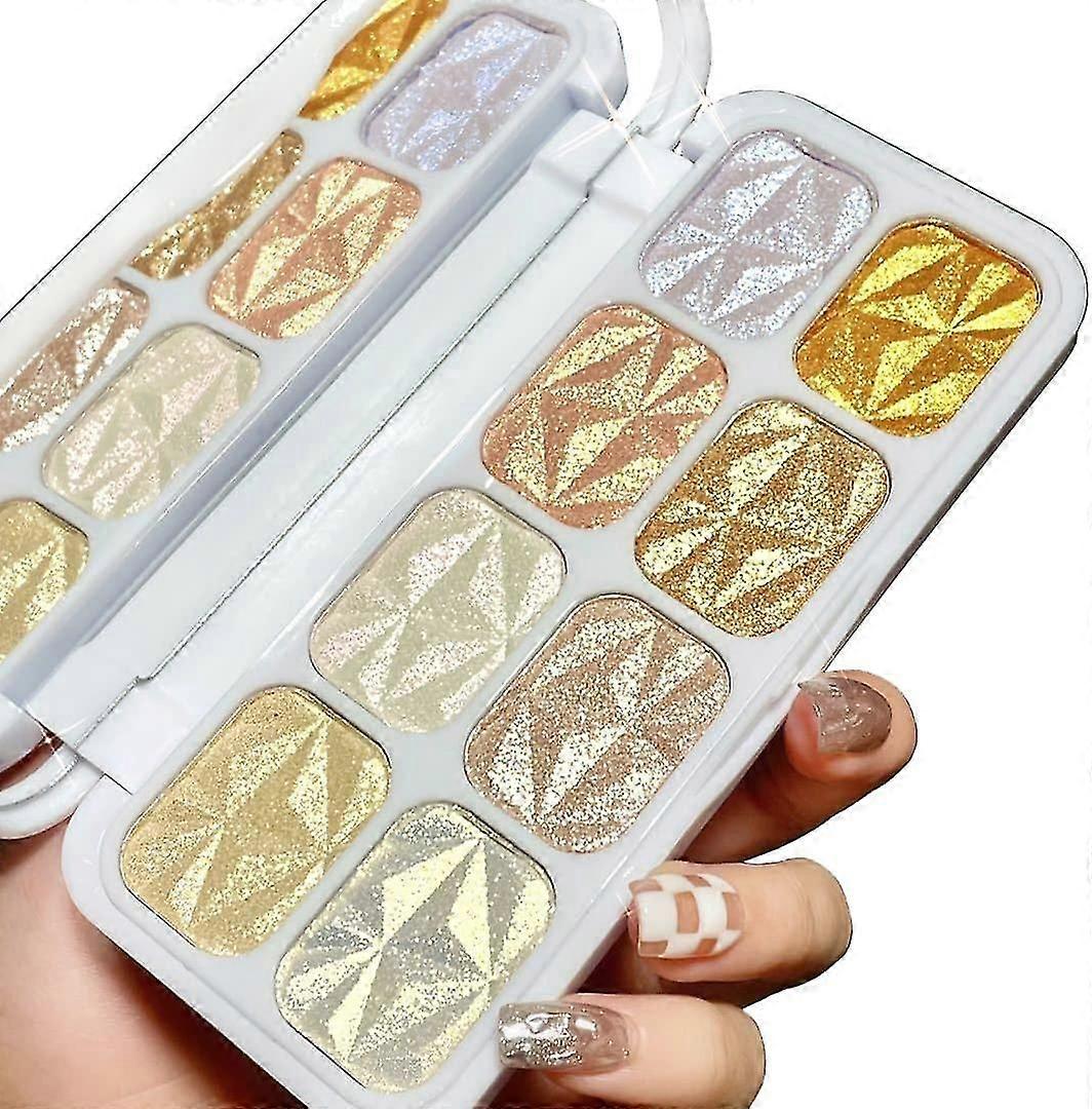 8 Colors Shimmer Glitter Highlighter Palette,face Body Gold Diamond Bronzer Brighten Pallet