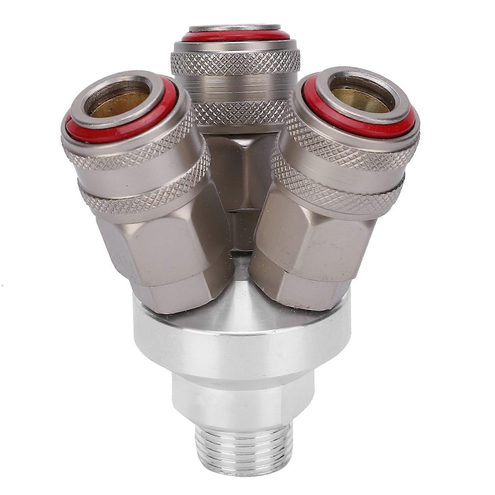 3 Way Connector Chrome Plated Pneumatic Component Carbon Steel G1/2in Thread Quick Coupler