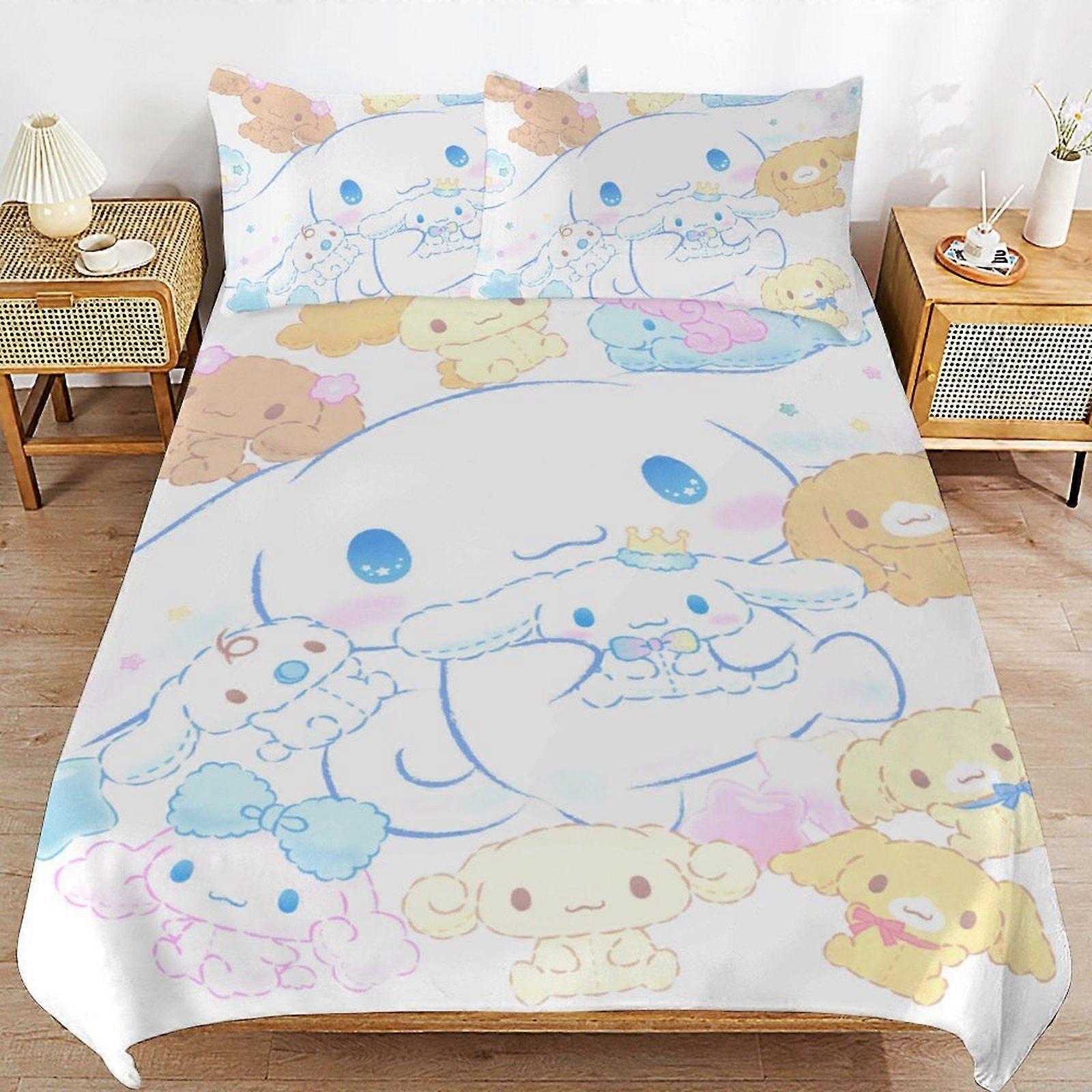 e595 CINNAMOROLL Streamlined Finish Soft Texture Durable Composition Zipper Side Duvet Cover Sets Night Use a595