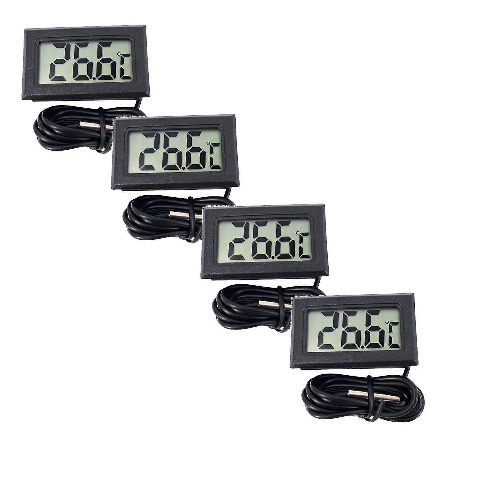 Mini Embedded Electronic Digital Display Fish Tank Refrigerator Water Temperature Gauge Probe *4PCS