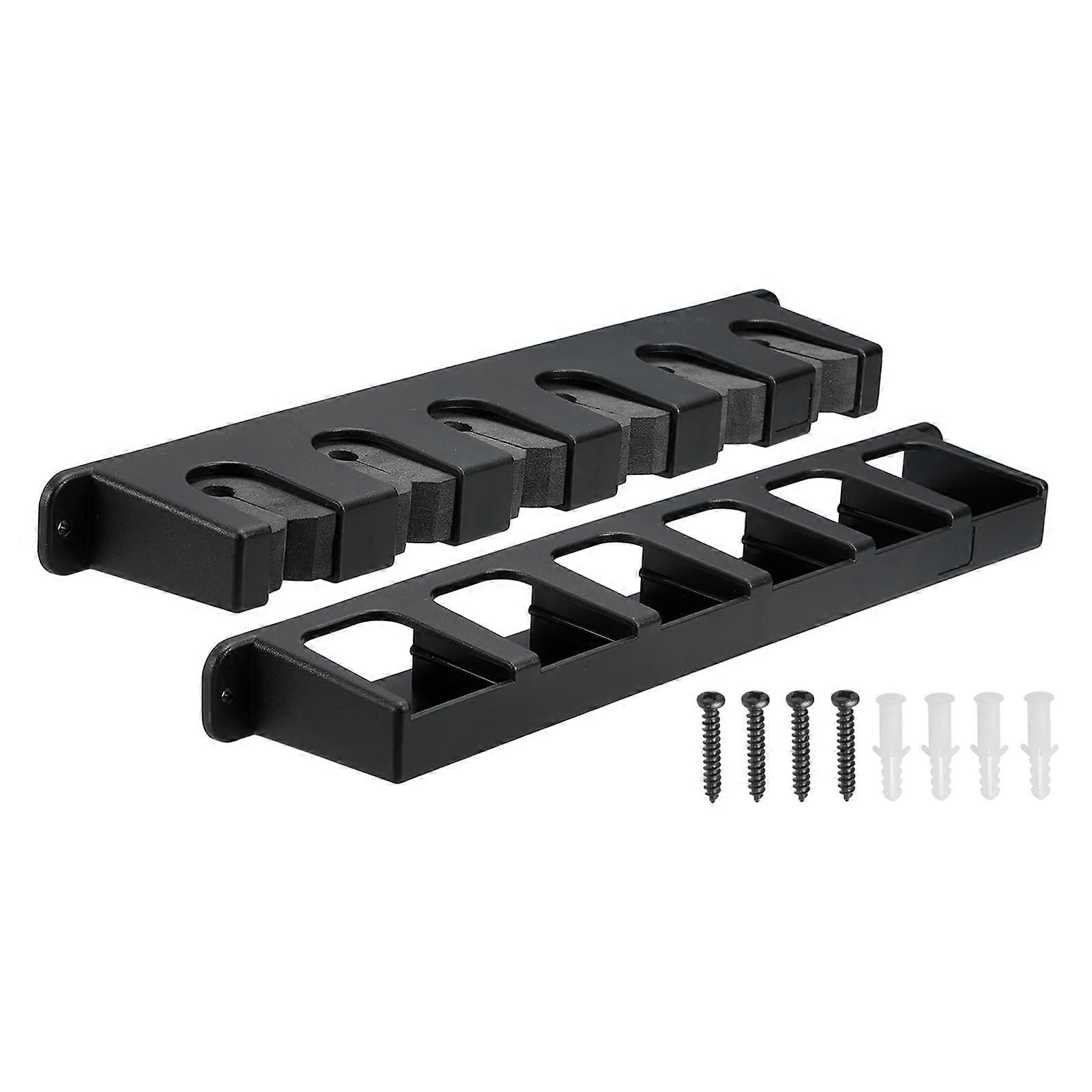 Pool Cue Rack Wall Mounted Plastic Pool Stick Holder Holds 6 Cues Black Billiard Accessory