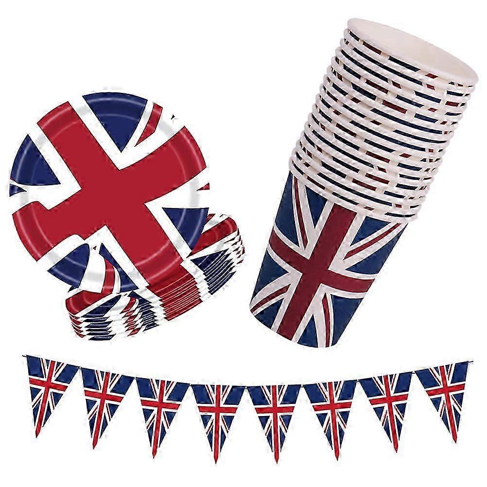 Patriotic Paper Plates with Union Jack Design for British Party Dec