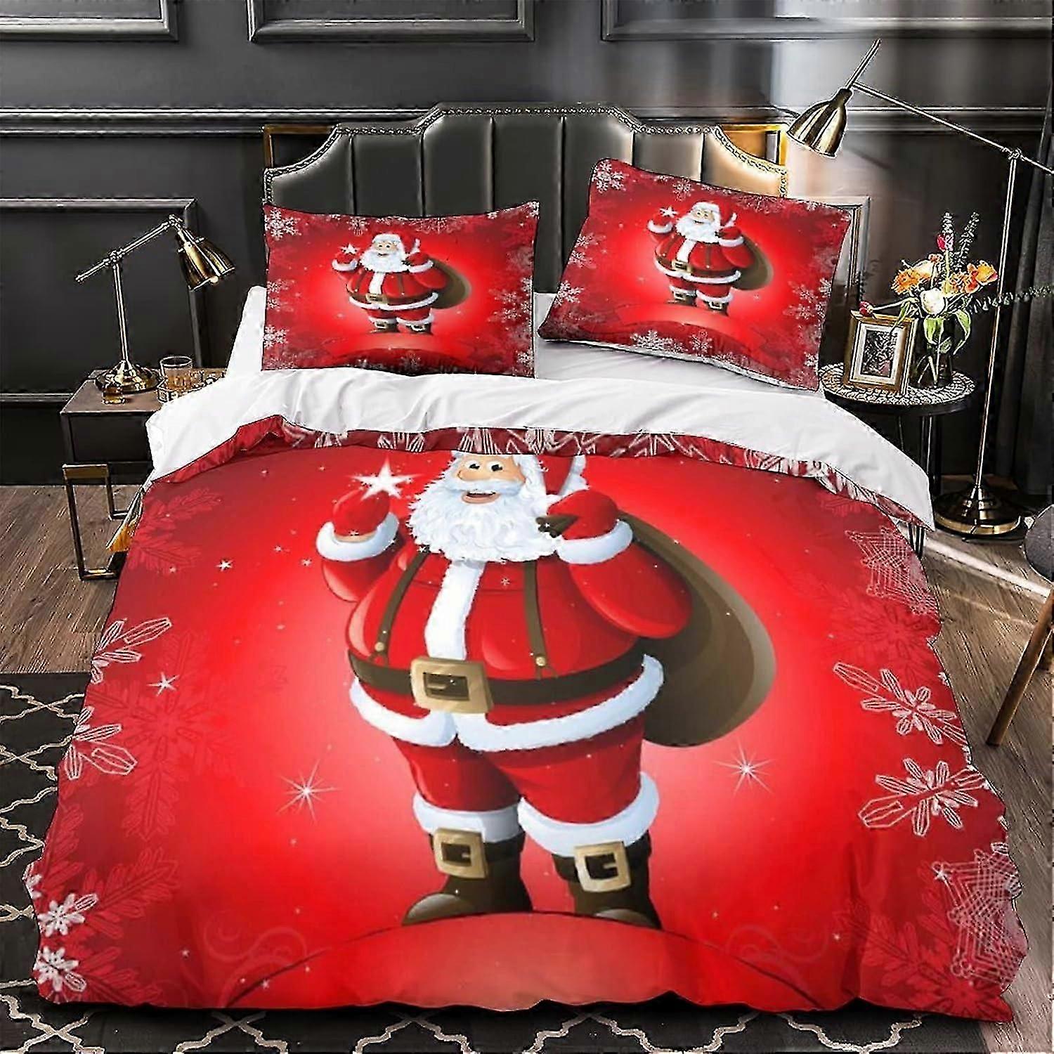 مجموعة غطاء لحاف مع مجموعة هدايا عيد الميلاد المطبوعة لعيد الميلاد للأطفال المراهقين الكبار 1 قطعة غطاء لحاف مع إغلاق