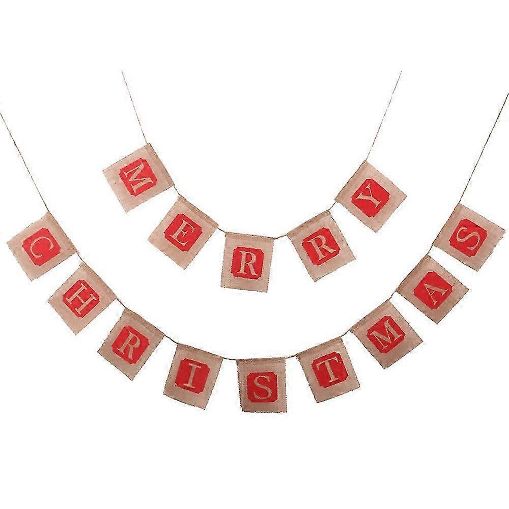 Christmas decorations, linen banners Merry Christmas