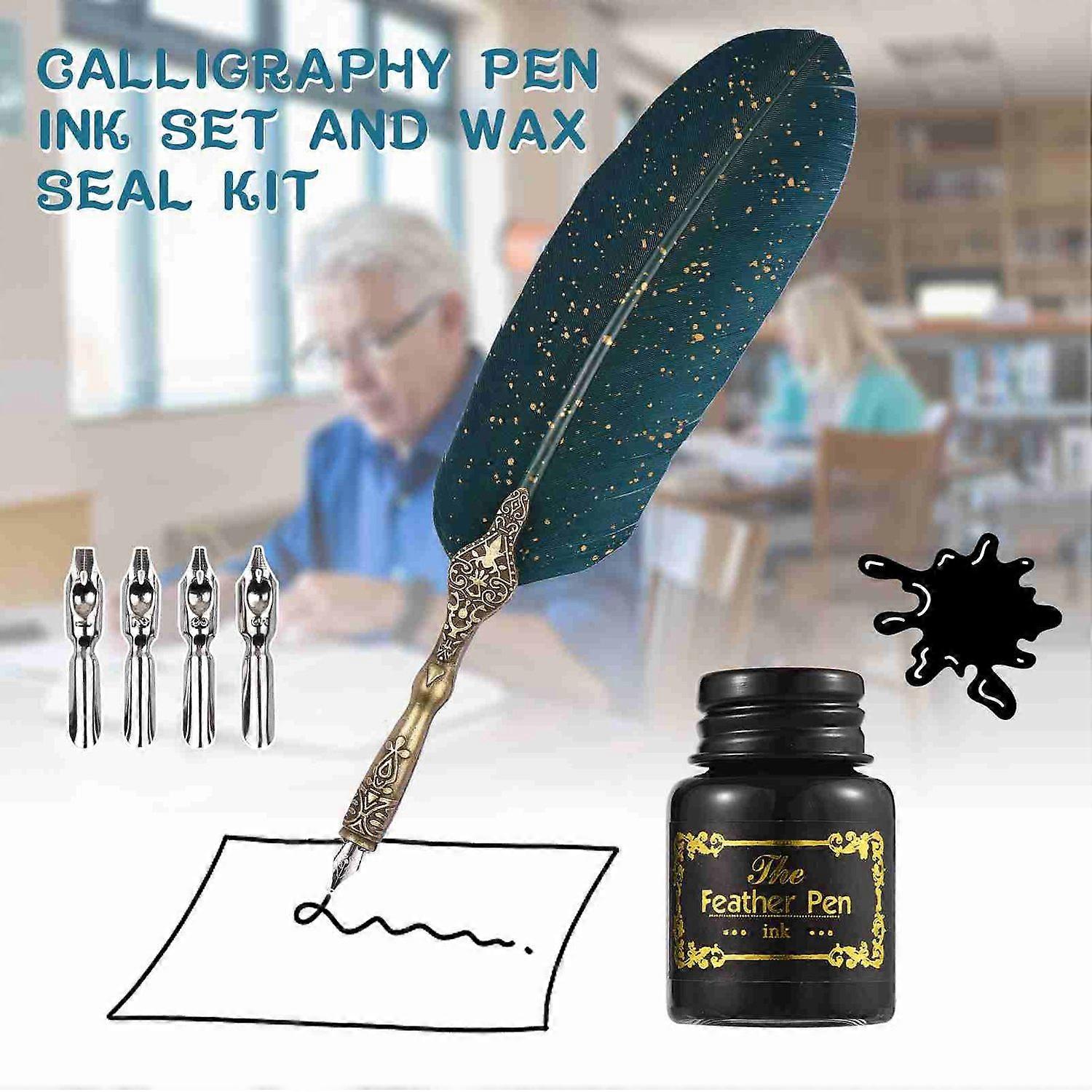 Calligraphy Pen Ink Set Quill Pen with 5 Replaceable Nibs Pen Holder for Art Writing Drawing Signatu