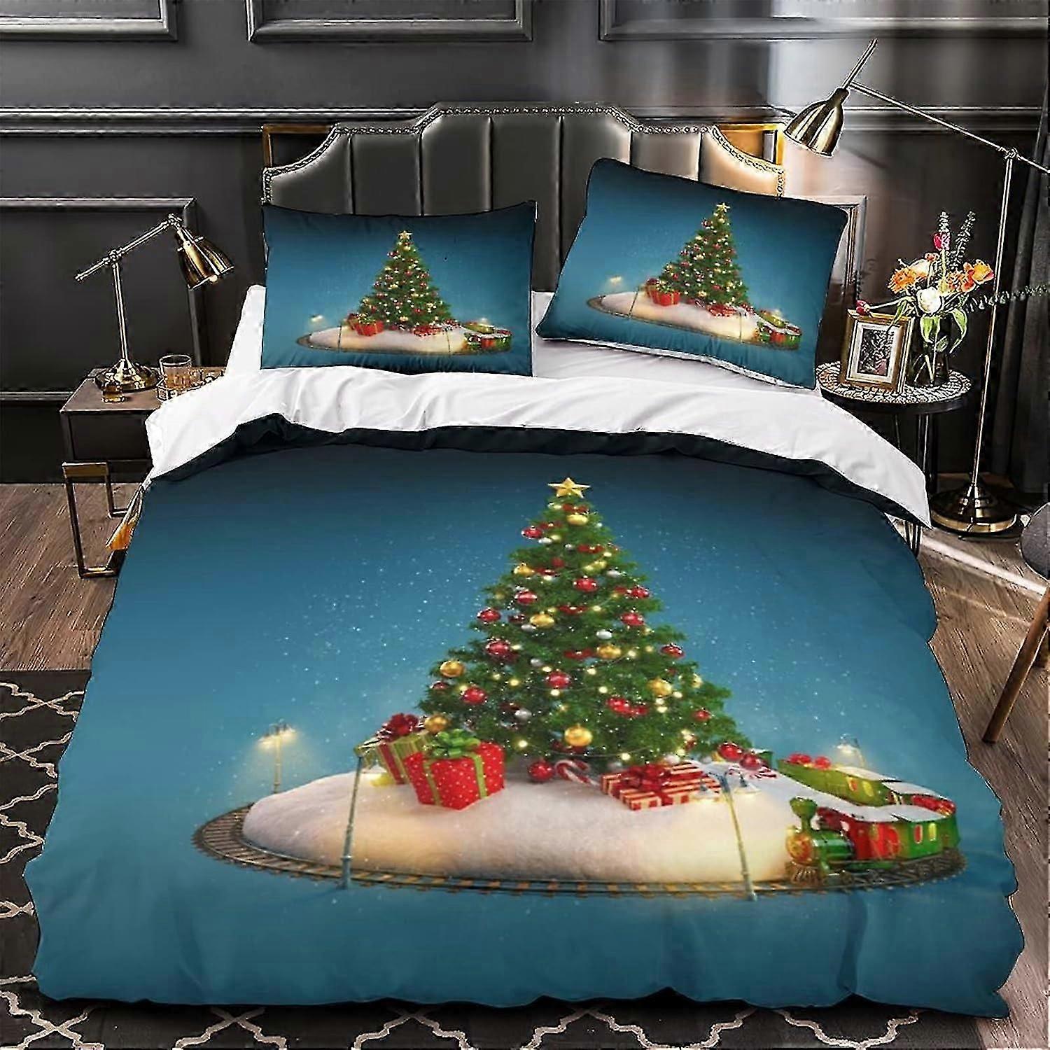 Conjunto de Capa de Edredom com Conjunto de Presente de Natal com Impressão de Natal para Crianças Adolescentes Adultos Capa de Edredom com Fechamento