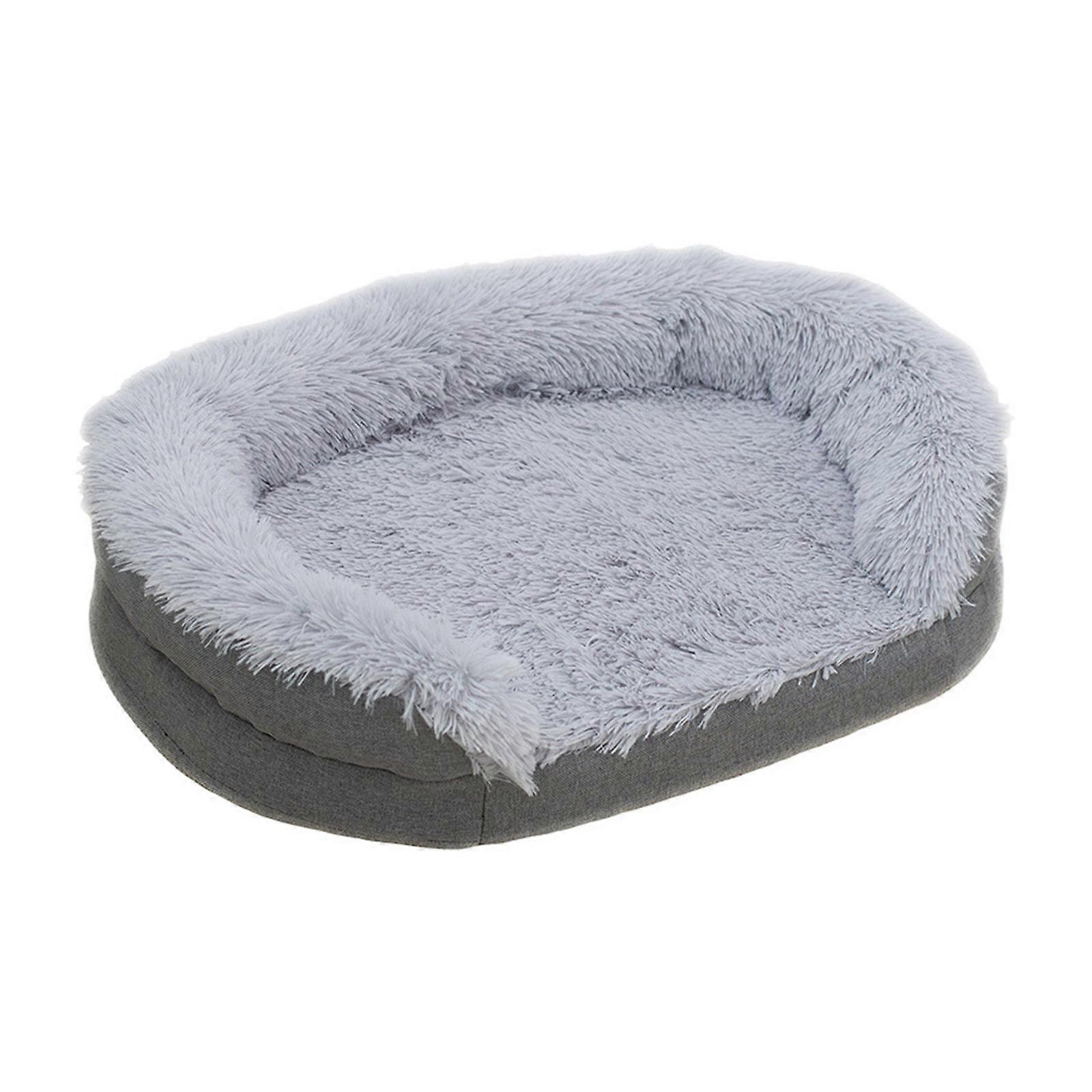 Oversized Plush Sofa Dog Bed Winter Warmth Bed with Curved Bolster NonSlip Supportive Padding for Large Breeds Resting  M