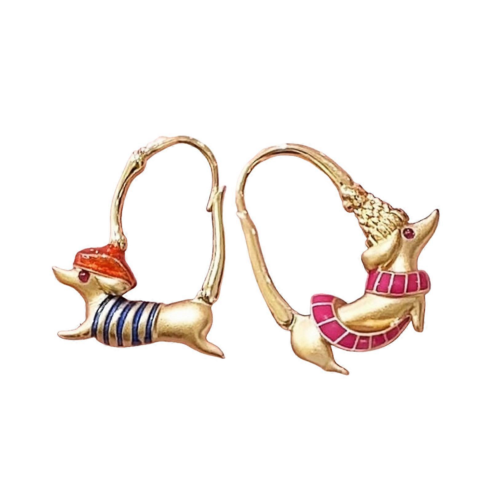 Silver Alloy Dog Shaped Earrings Irritating Resistant Comfortable Wear Ear Studs Versatile Style For Multiple Occasions Multicolor