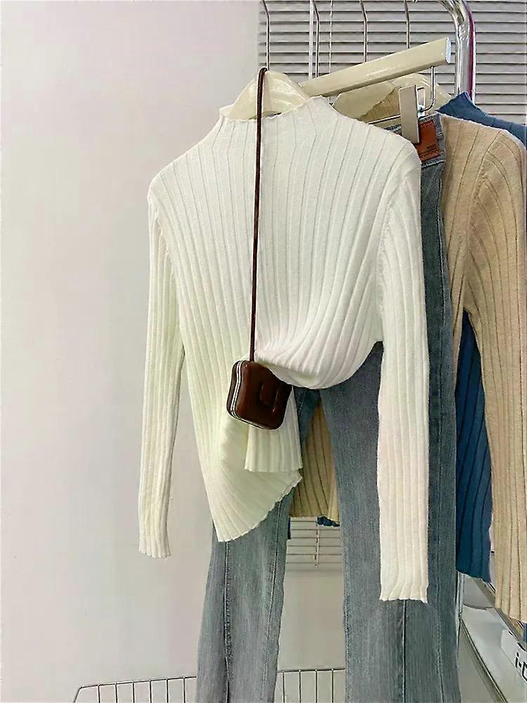 Autumn Winter 2025 Pullovers Women Knitted Sweater Turtleneck Long Sleeve Slim Versatile Basic Solid Female Sweaters