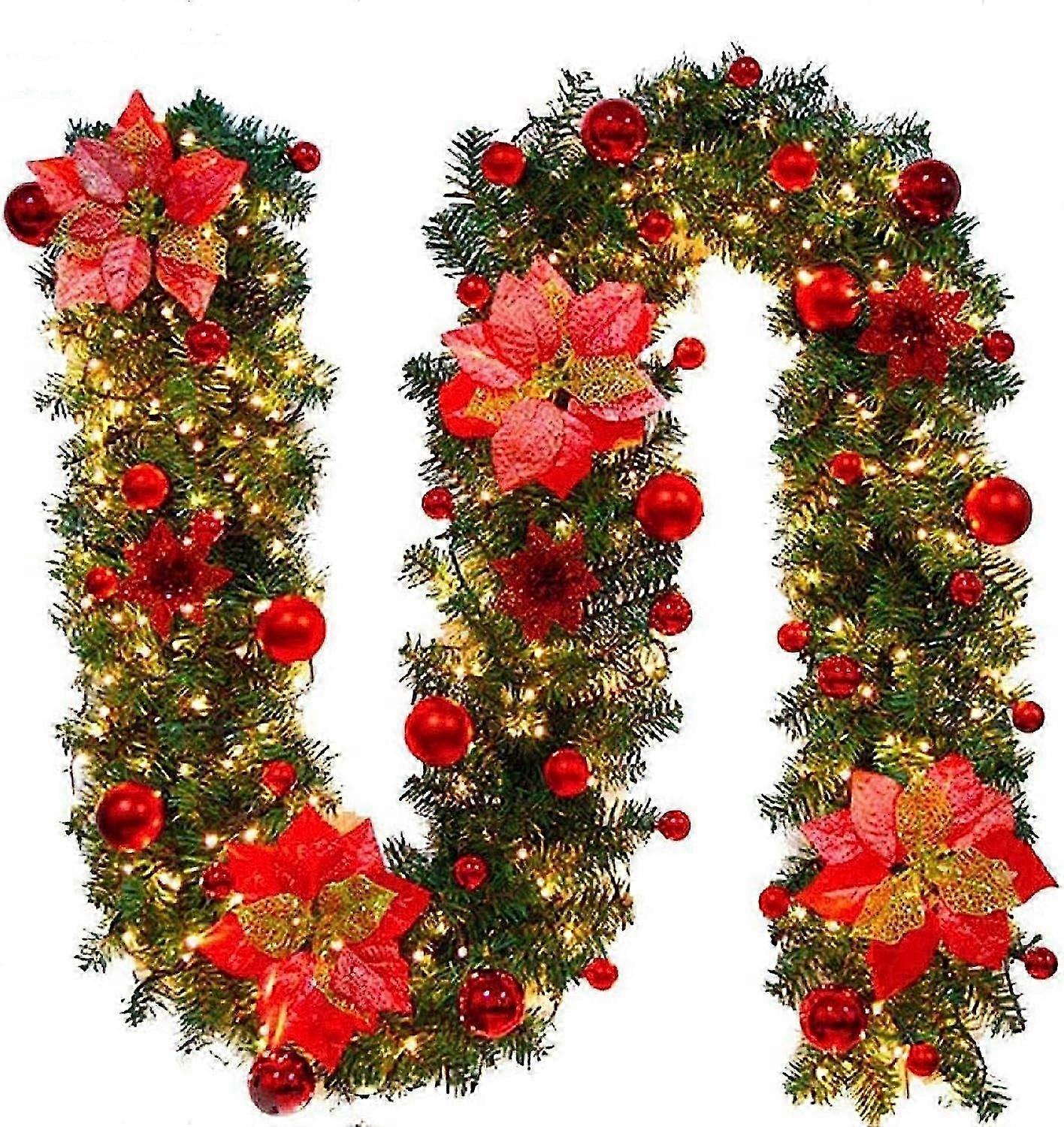 Outdoor Christmas Garland with Timer Function Lights 2.7M