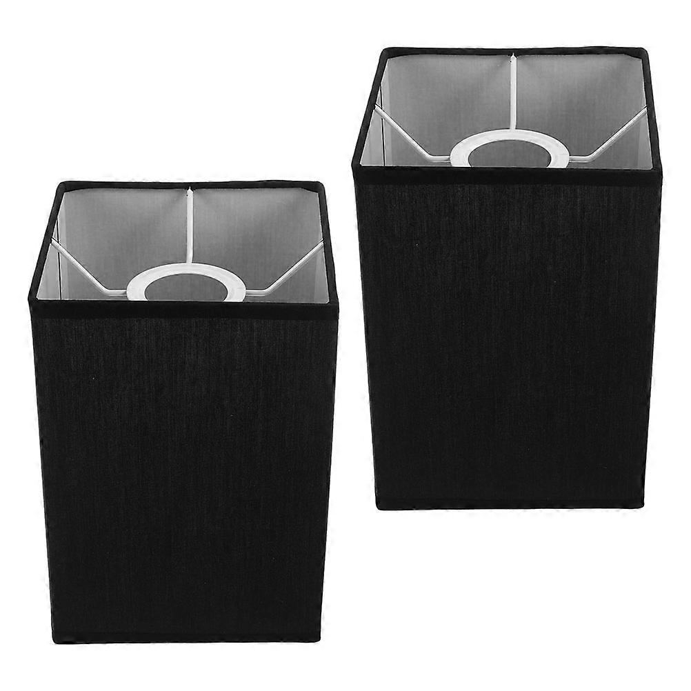 Black Square Fabric Lamp Shade for E27 Bulbs Decorative 2Pcs Set