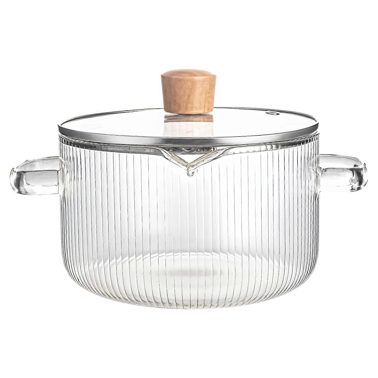 Clear Glass Cooking Pot 60oz/1800ml  Borosilicate with Handle for Stovetop Microwave Steaming Boiling