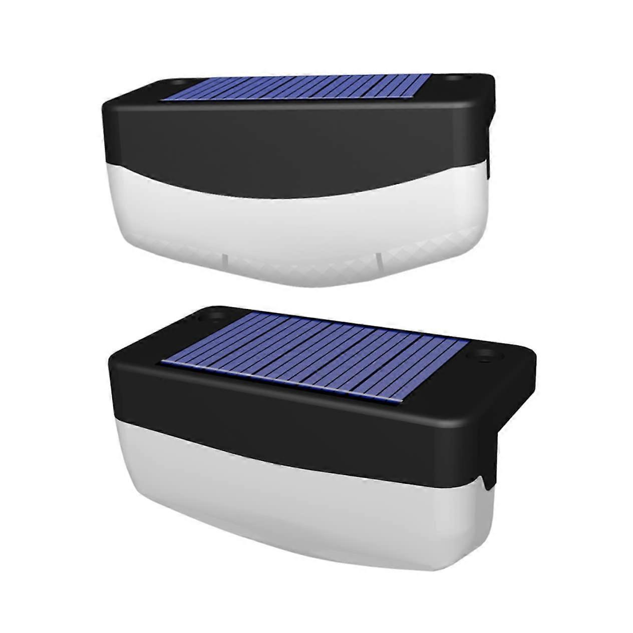 2pcs Solar Deck Lights with Automatic Dusk Sensor, Fast Charging Waterproof LED for Garden Stairs