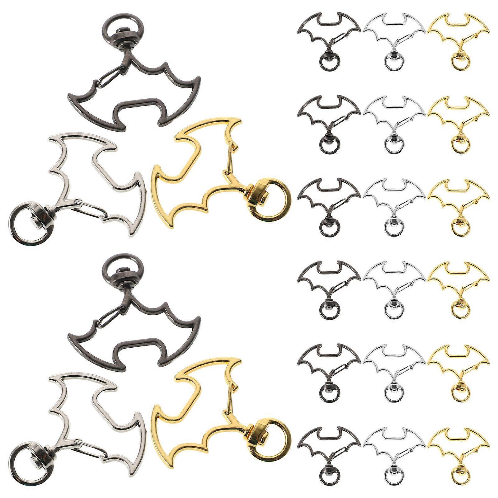 Bat Keychain Clips Zinc Alloy for DIY Keychain Making 30Pcs Assorted Colors
