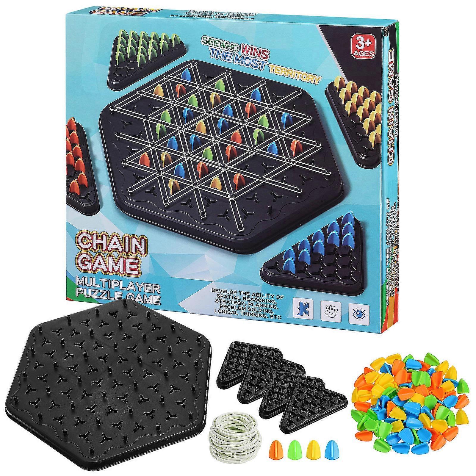 Chain Triangle Chess Game for Family Interaction 4Sets Plastic