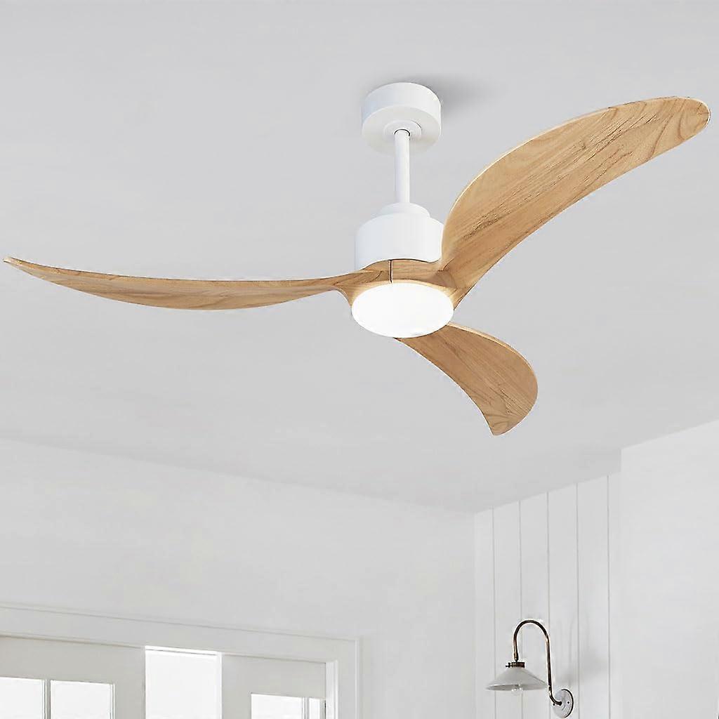 52 Inch Solid Wood Ceiling Fan with Lights, DC Motor, Remote and App Control, Quiet Energy Saving