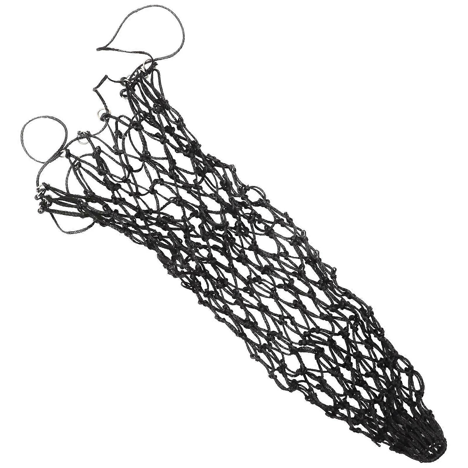 Durable Horse Feeder Storage Pouch with Hanging Ropes for Easy Use in Stable Black High Strength PP