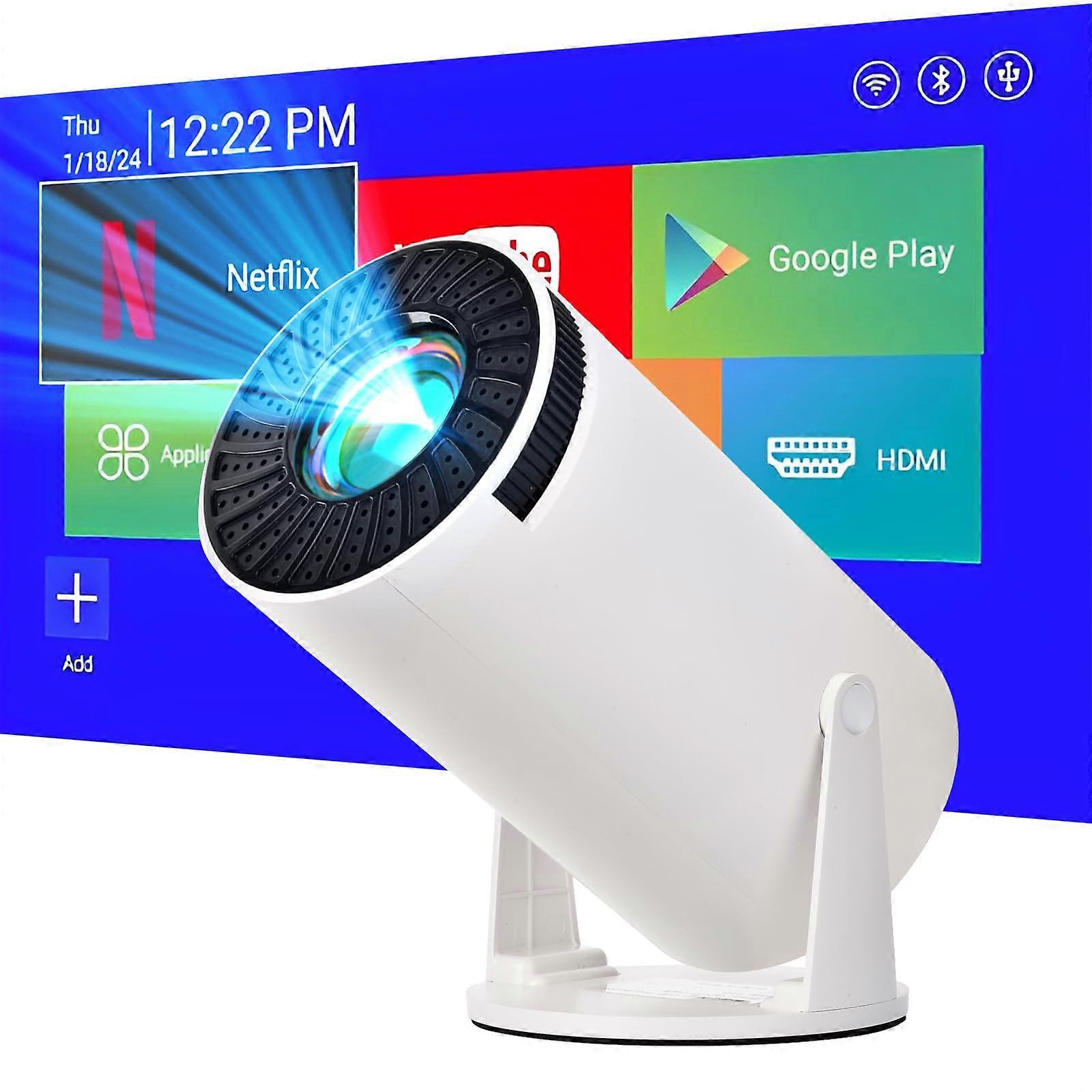 Mini Projector with WiFi and Bluetooth, True 4K Decoding, 180° Rotatable Stand for Home and Outdoor