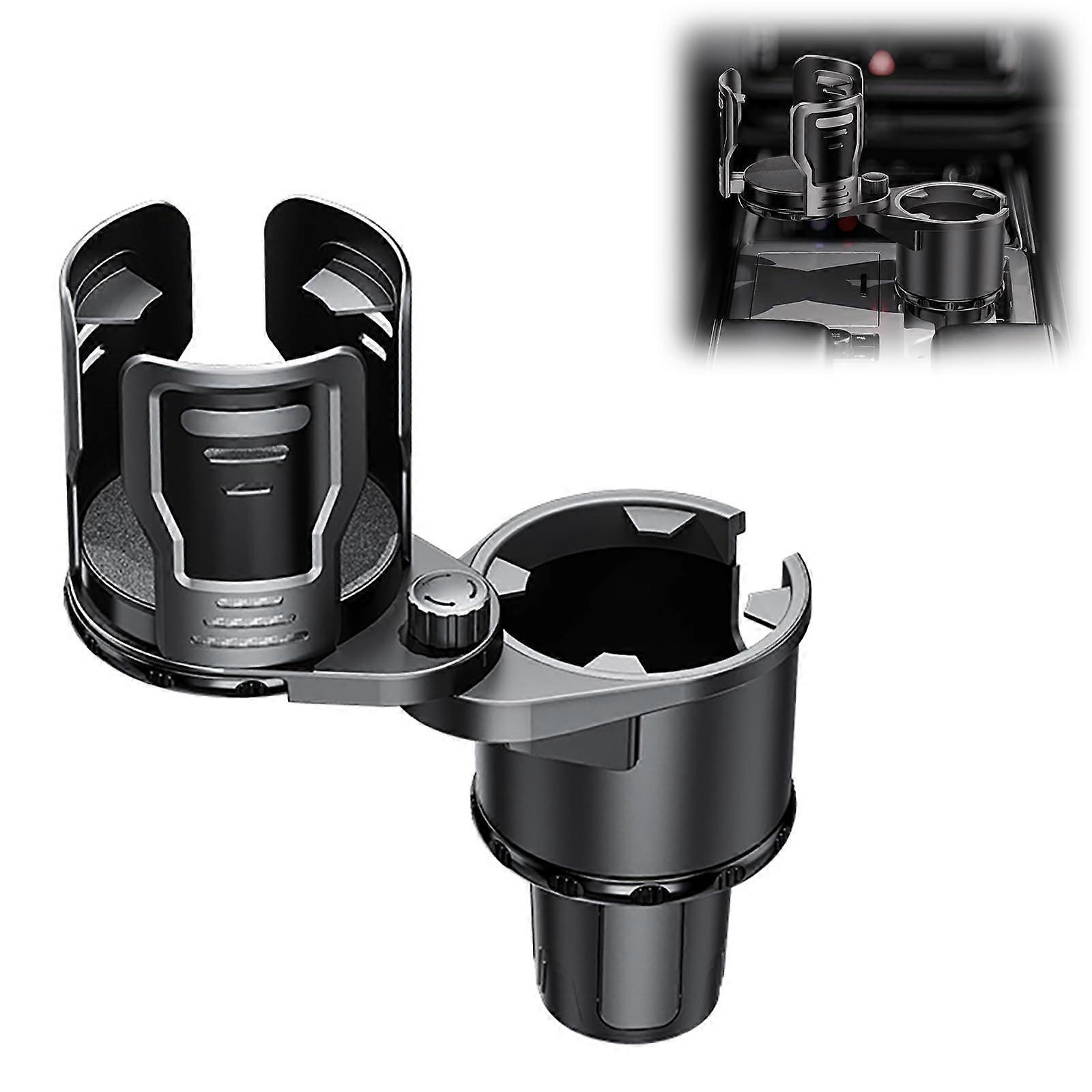 Car Cup Holder Expander with 360° Rotating Dual Slots, Adjustable Drink Holder Organizer, Small