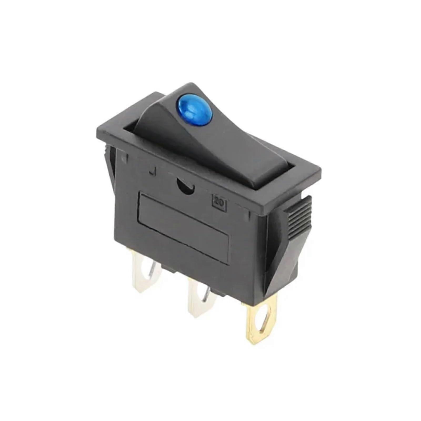 DOT-2D3P-BLUE-LED KCD3 220V ON/OFF SPST Rocker Switch 20A 125VAC Single Pole Throw for Home and Industrial Use